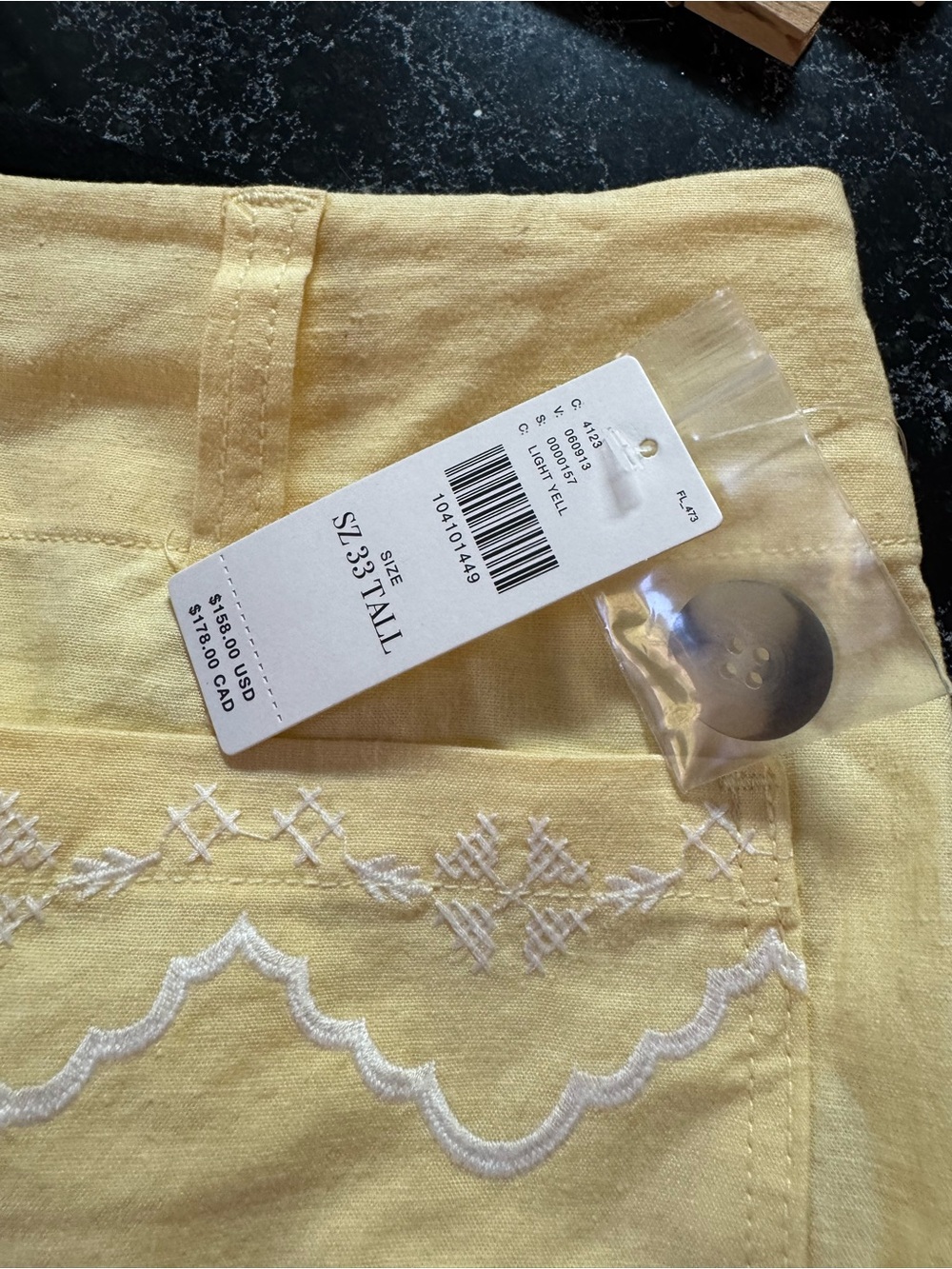 Anthropology Maeve Colette Yellow Embroidered Scallop Wide-Leg Crop Pants 33T NW - Picture 15 of 15